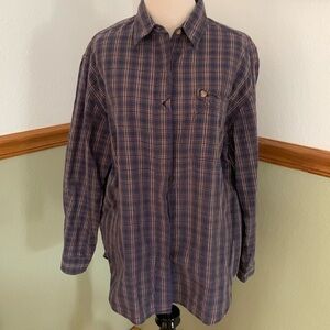Rachel Brooke Western Plaid long sleeve button down shirt large